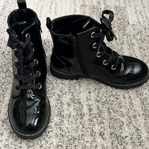 Harper Canyon Black Patent Leather Combat Boots